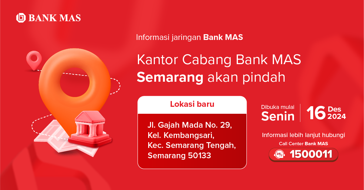 Information on Change of Address of Bank MAS Semarang Branch Office